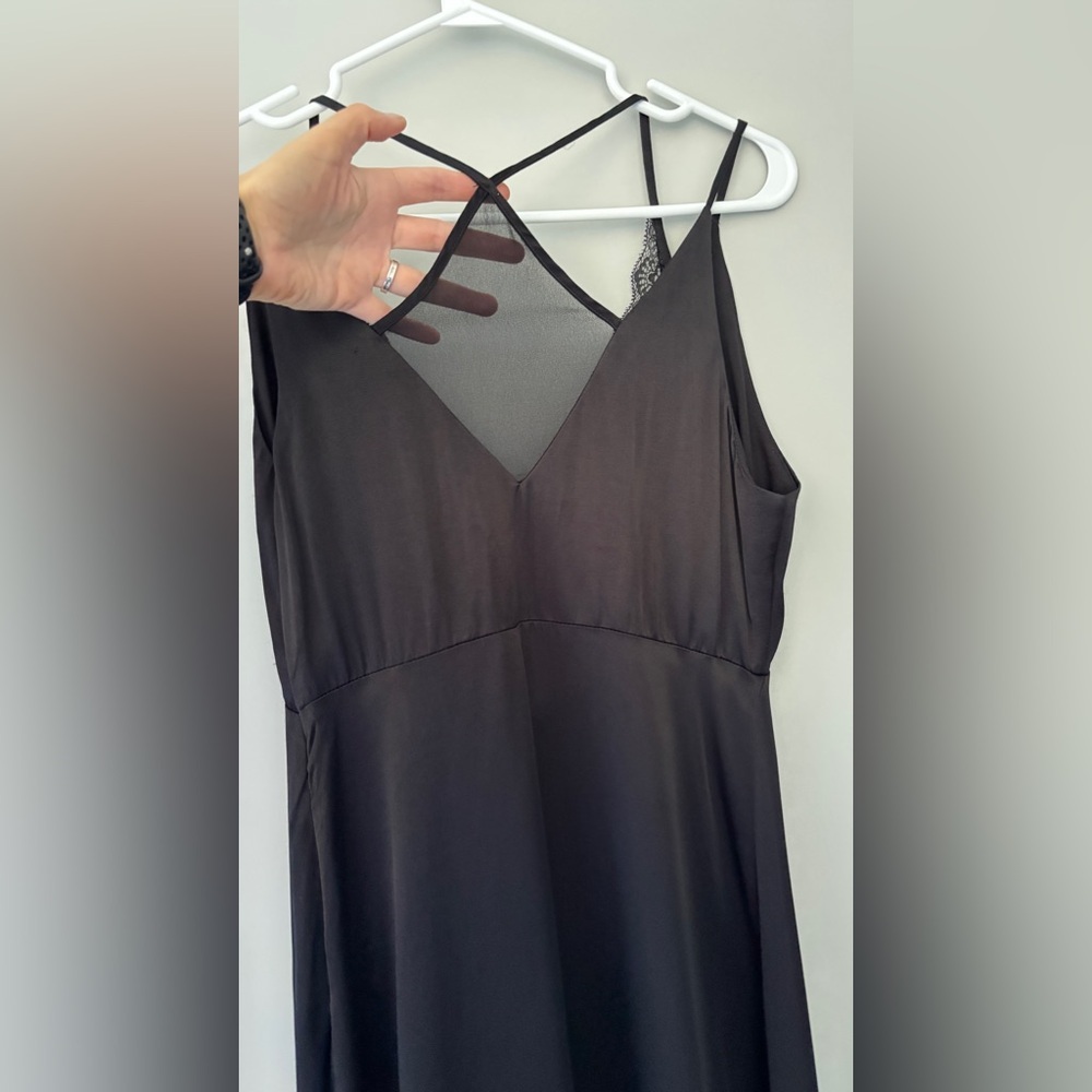 Zara Baby Doll Slip Dress Asymmetrical Strappy Dark Romantic Feminine Black Med - Picture 7 of 12